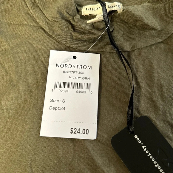 ARTICLES OF SOCIETY NWT olive green mock neck pocket front short sleeve Small - Picture 4 of 11
